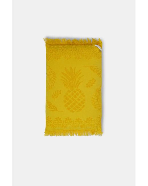 Dorothee Schumacher Yellow Cotton Pillow With Woven Jacquard Pineapple Pattern