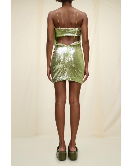 Dorothee Schumacher Green Sequin Backless Minidress With Bandeau