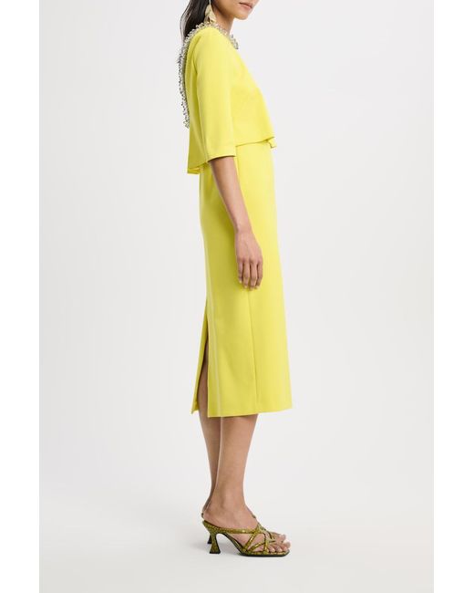 Dorothee Schumacher Yellow Layered-look Dress In Punto Milano With Embellishment