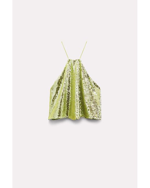 Dorothee Schumacher Green Sequin Tank Top With Spaghetti Straps