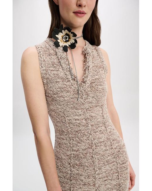 Dorothee Schumacher Natural Metallic Cotton-mix Dress With Fringe Detail