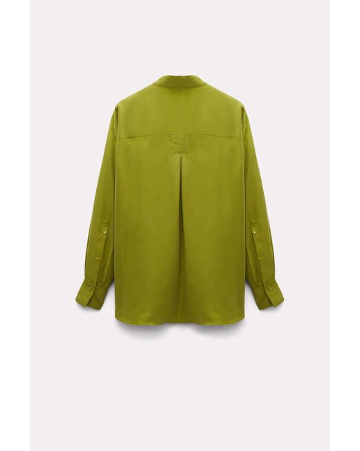 Dorothee Schumacher Green Washed Silk Shirt With Stand Collar