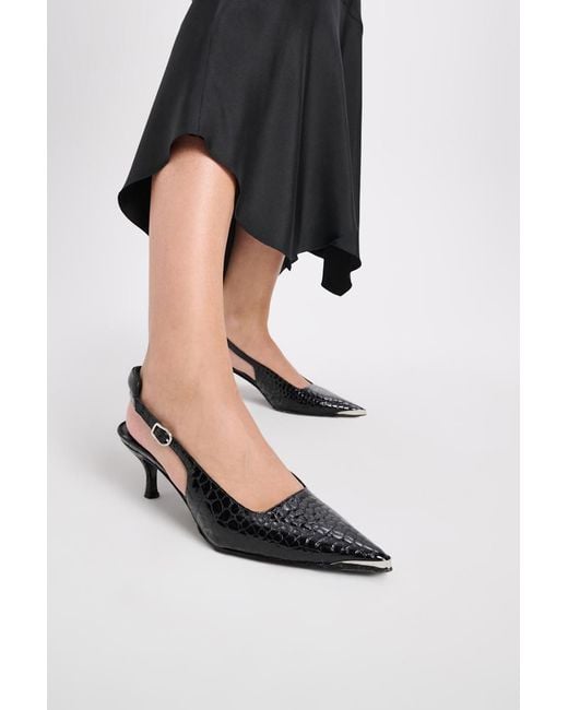Dorothee Schumacher Pointy Toe Kitten Heel Slingbacks in Black | Lyst