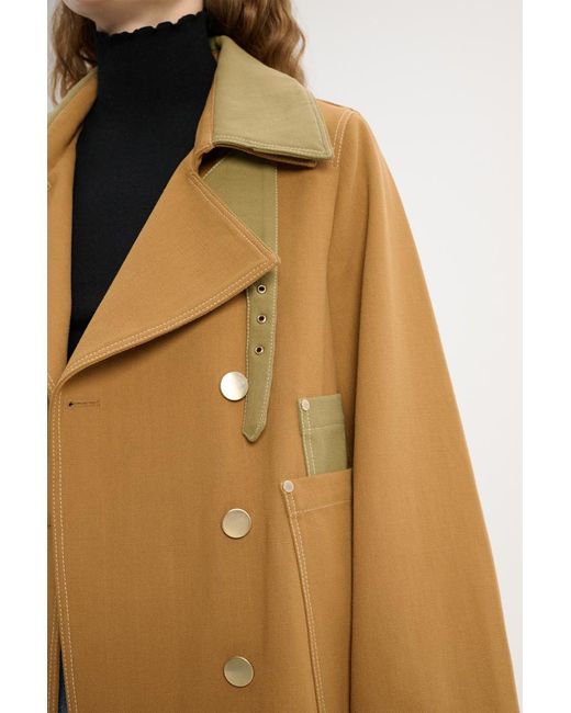 Dorothee Schumacher Brown Double-breasted Pea Coat With Contrast Tonal Trim