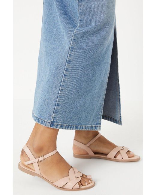 Dorothy Perkins Blue Fara Weave Detail Flat Sandals