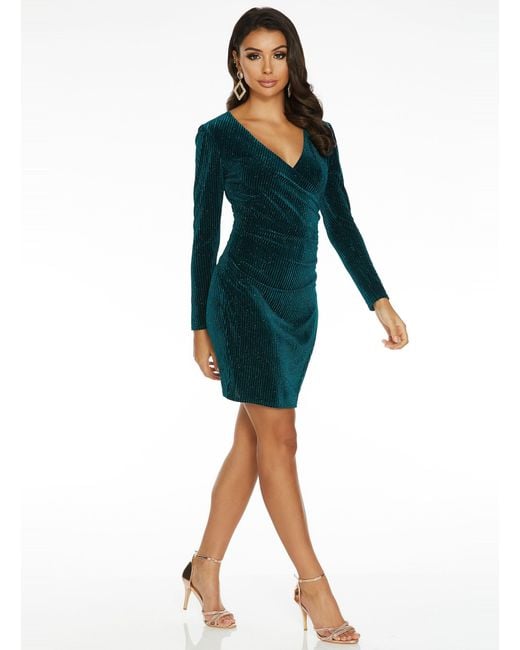 quiz green velvet dress