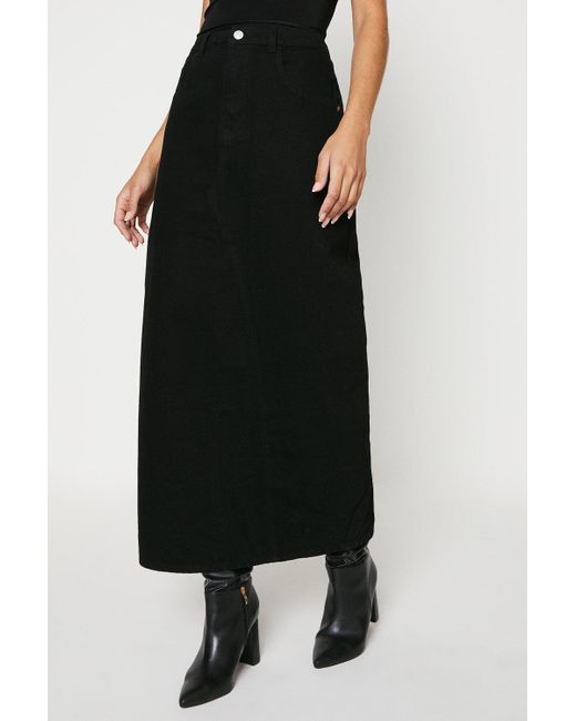 Dorothy Perkins Black Tall Seam Detail Maxi Denim Skirt