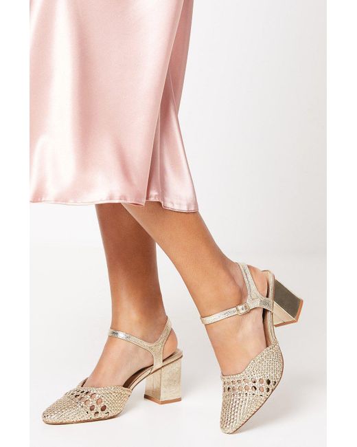 Dorothy Perkins Pink Skylar Woven Slingback Medium Block Heel Court Shoes
