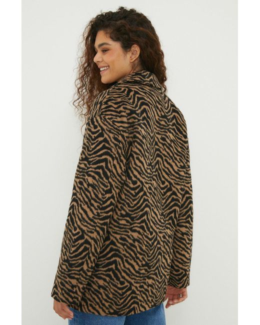 Dorothy Perkins Brown Tall Animal Print Double Breasted Coat
