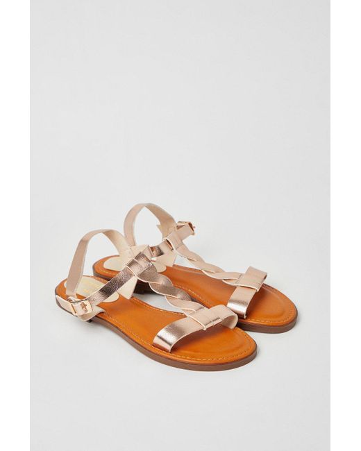Dorothy Perkins White Good For The Sole: Mollie Twist T Bar Flat Sandals