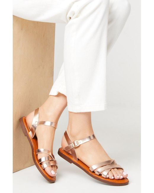 Dorothy Perkins Metallic Good For The Sole: Melanie Comfort Cross Strap Flat Sandals