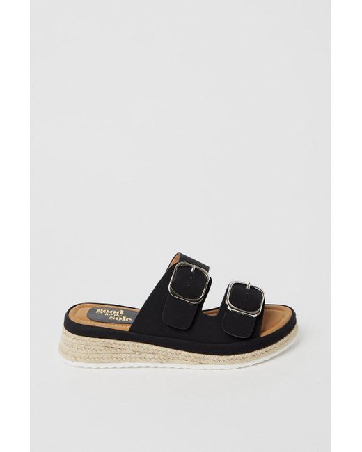 Dorothy Perkins Black Good For The Sole: Mikaela Comfort Low Espadrille Wedge Buckle Strap Sliders