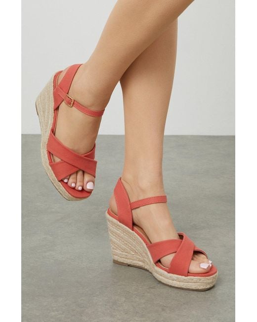 Dorothy Perkins Red Roma Cross Strap Wedges