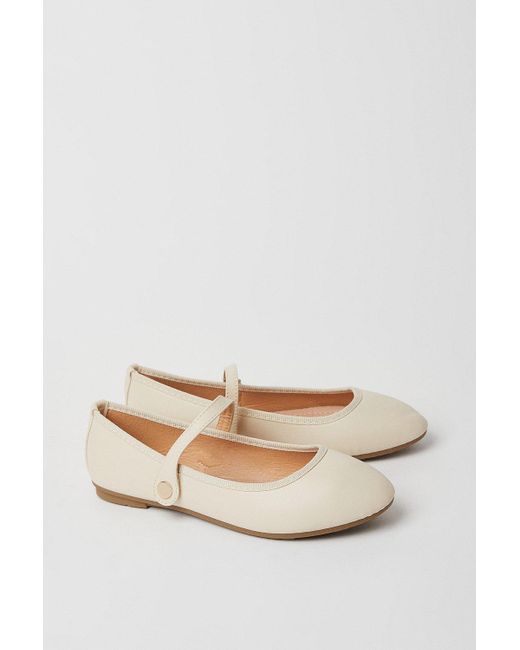 Dorothy Perkins White Paige Almond Toe Mary Jane Ballet Pumps