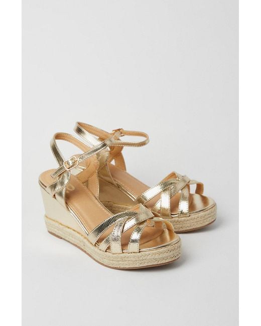 Dorothy Perkins Natural Extra Wide Fit Riri Curved Strap Wedges