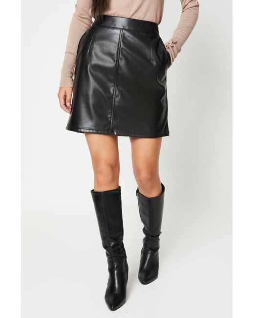 Dorothy Perkins Black Petite Faux Leather Mini Skirt