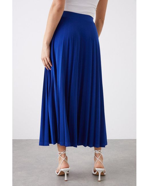 Dorothy Perkins Blue Pleated Midi Skirt
