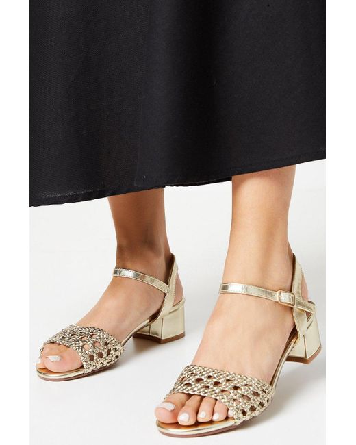Dorothy Perkins Black Good For The Sole: Esther Crochet Low Block Heeled Sandals