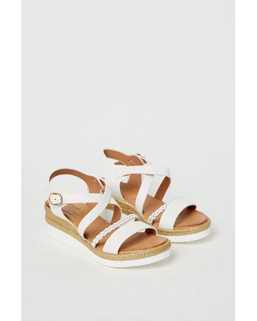 Dorothy Perkins White Good For The Sole: Archie Comfort Plaited Medium Wedge Sandals