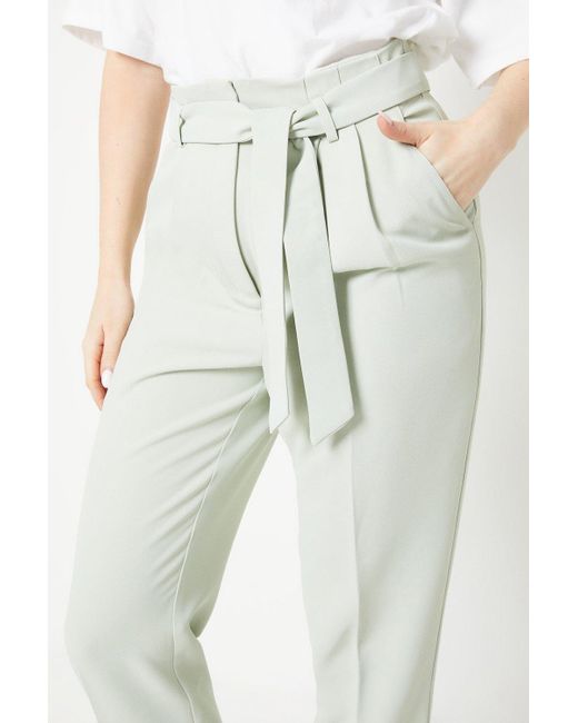 Dorothy Perkins White Paperbag Belted Tailored Trouser
