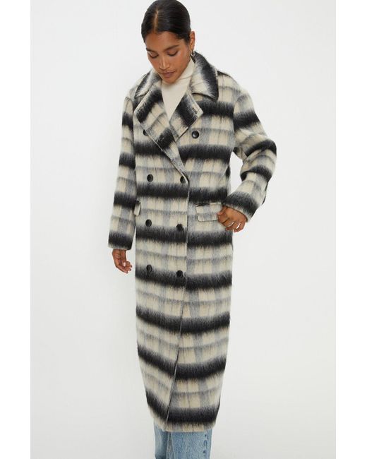 Dorothy Perkins Blue Checked Double Breasted Coat