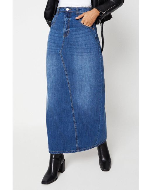 Dorothy Perkins Blue Tall Seam Detail Maxi Denim Skirt