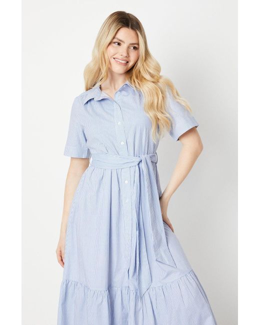 Dorothy Perkins Blue Tie Waist Shirt Dress