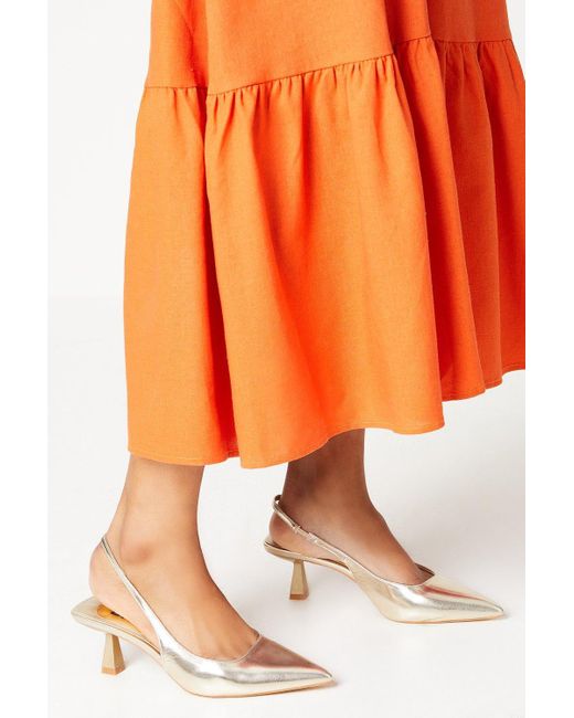 Dorothy Perkins Orange Emma Slingback Pointed Medium Heel Court Shoes