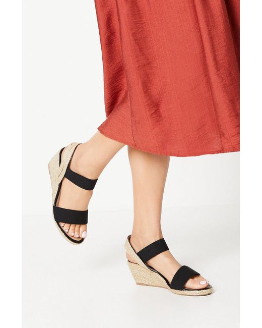 Dorothy Perkins Red Good For The Sole: Extra Wide Fit Rema Elastic Strap Wedges