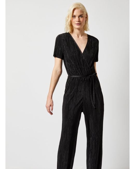 Dorothy Perkins Synthetic Tall Black Plisse Jumpsuit, Black Lyst