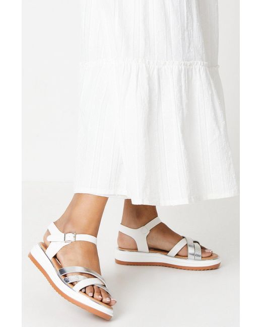 Dorothy Perkins White Good For The Sole: Roxie Multi Cross Strap Flatform Wedges