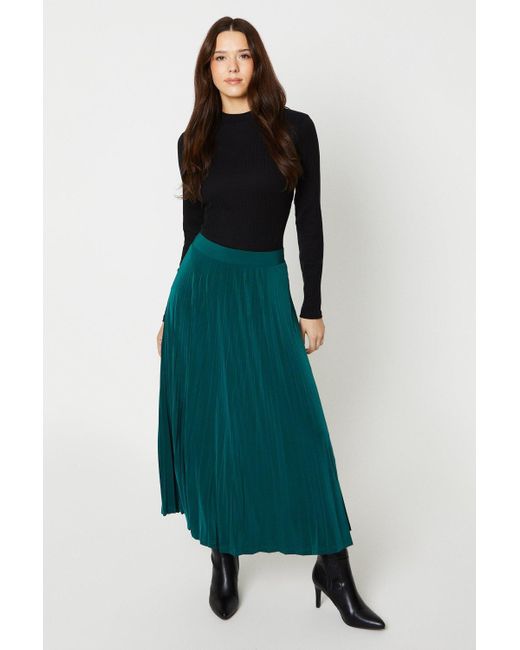 Dorothy Perkins Green Pleated Midi Skirt