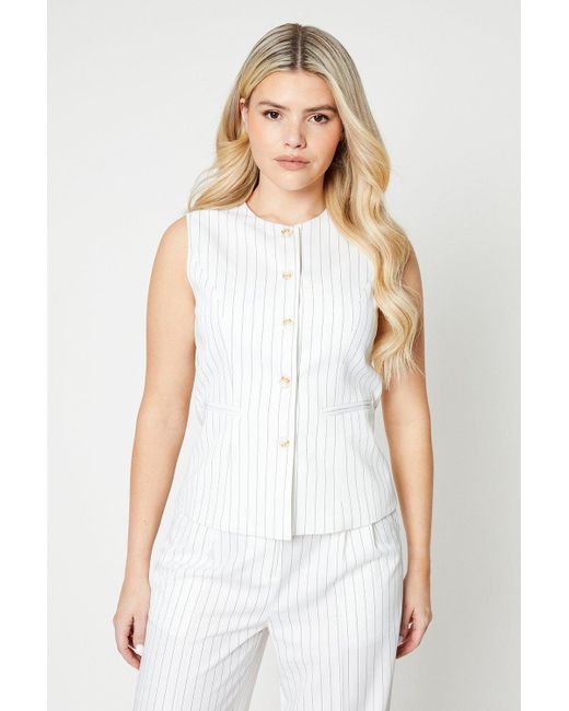 Dorothy Perkins White Stripe Button Front Top