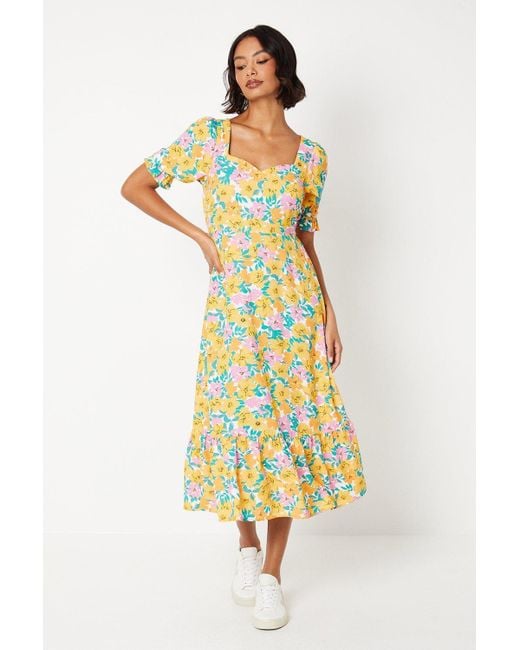 Dorothy Perkins Yellow Tiered Midi Dress