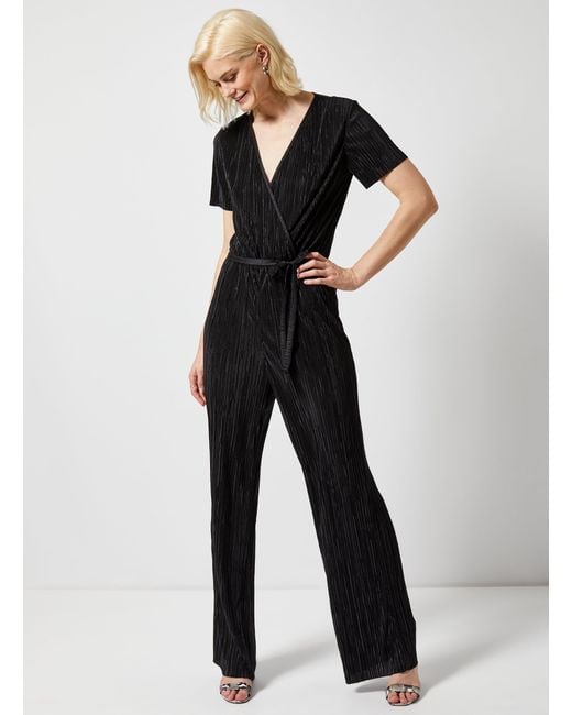 Dorothy Perkins Synthetic Tall Black Plisse Jumpsuit, Black Lyst