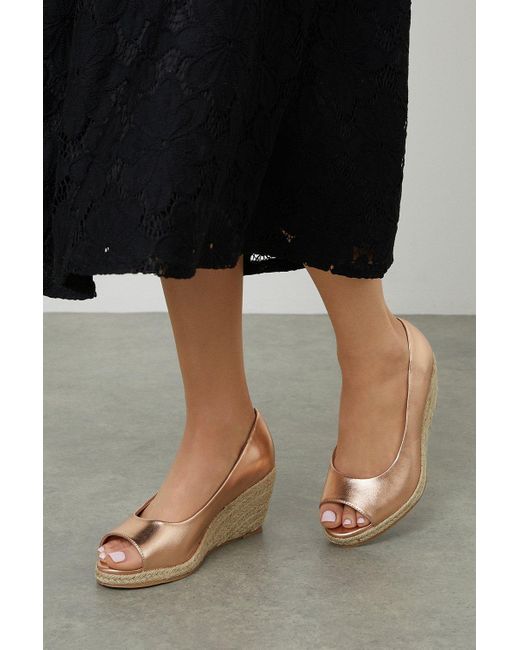 Dorothy Perkins Black Good For The Sole: Wide Fit Heather Peep Toe Wedges