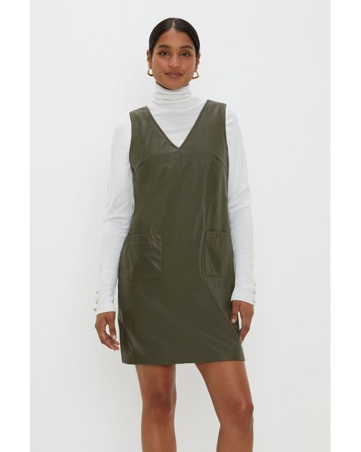 Dorothy Perkins Green Faux Leather Mini Dress