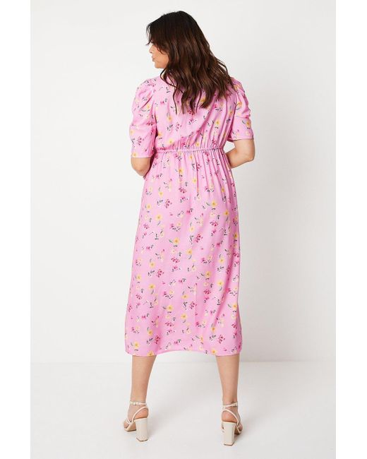 Dorothy Perkins Pink Curve Ditsy Wrap Midi Dress
