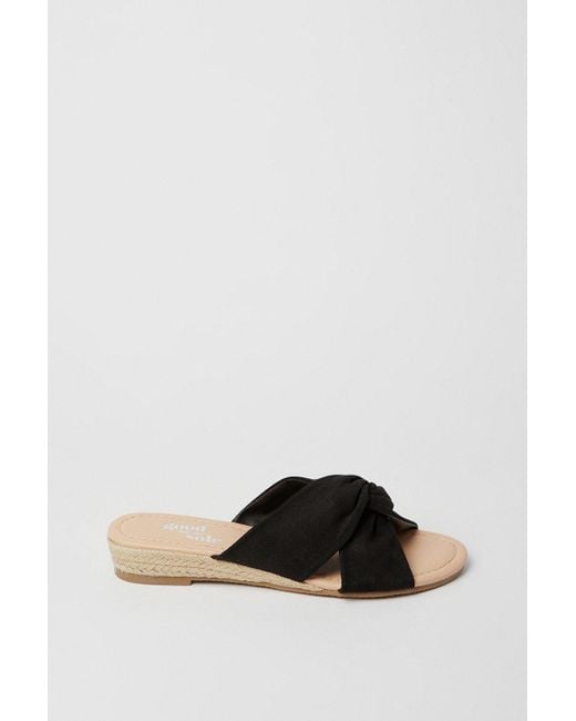 Dorothy Perkins Black Good For The Sole: Wide Fit Harper Comfort Soft Knot Micro Wedges