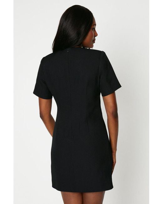 Dorothy Perkins Black Half Sleeve Tailored Shift Dress