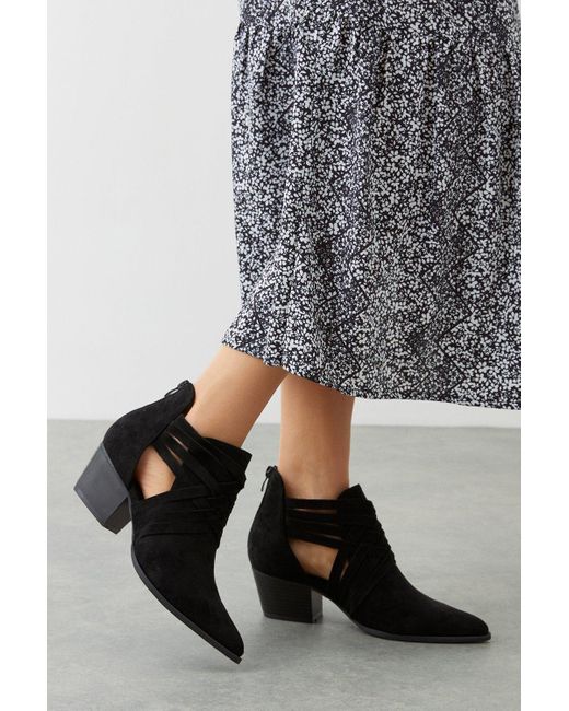 Dorothy Perkins Gray Adeline Cut Out Ankle Boots
