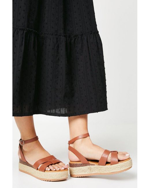 Dorothy Perkins Black Ravni Comfort Cutout Medium Espadrille Covered Wedge Sandals