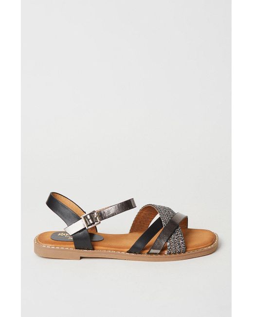 Dorothy Perkins Black Good For The Sole: Melanie Comfort Mixed Material Strappy Sandals