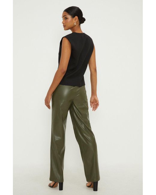 Dorothy Perkins Green Faux Leather Straight Leg Trouser