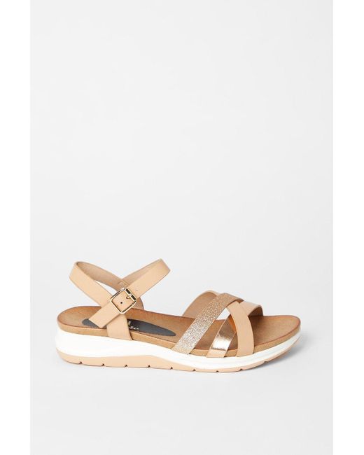 Dorothy Perkins Metallic Good For The Sole: Mars Bio Comfort: Multi Strap Mixed Material Footbed Wedge Sandals