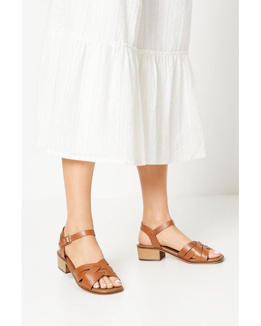 Dorothy Perkins White Good For The Sole: Wide Fit Leather Arla Low Heeled Sandals