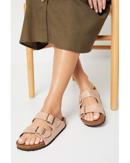 Dorothy Perkins Natural Good For The Sole: Wide Fit Asha Two Part Buckle Sliders