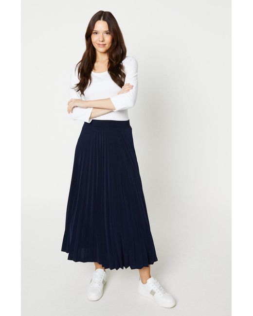Dorothy Perkins Blue Pleated Midi Skirt