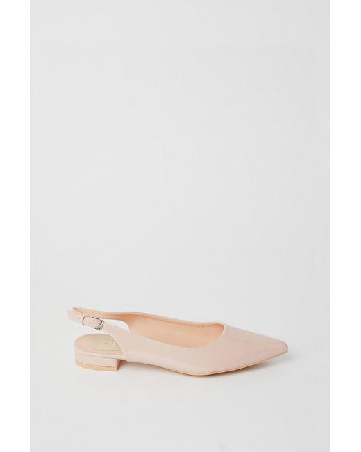 Dorothy Perkins Natural Perrine Pointed Slingback Patent Ballet Pumps