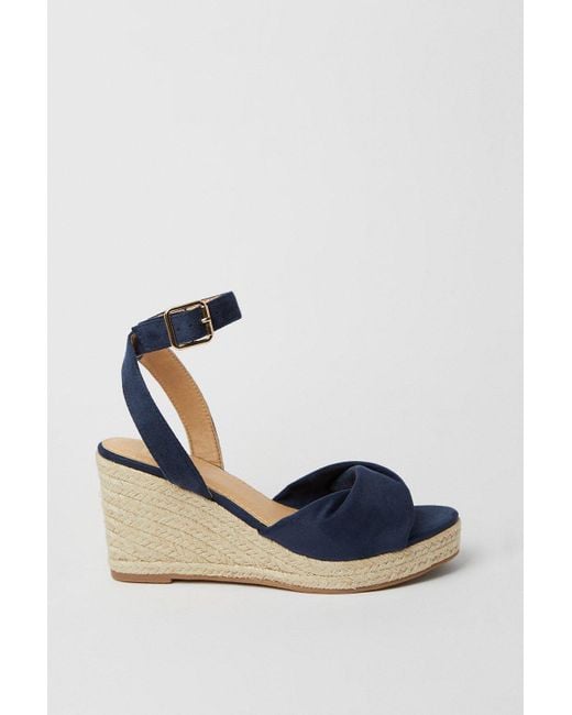 Dorothy Perkins Blue Extra Wide Fit River Twist Front Wedges